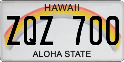 HI license plate ZQZ700
