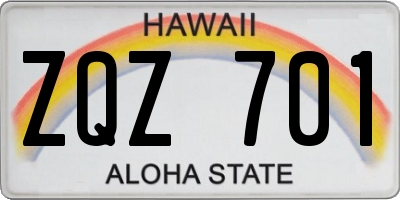 HI license plate ZQZ701