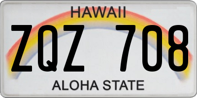 HI license plate ZQZ708