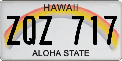 HI license plate ZQZ717