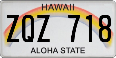 HI license plate ZQZ718