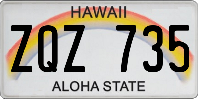HI license plate ZQZ735