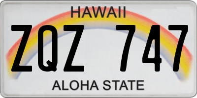 HI license plate ZQZ747