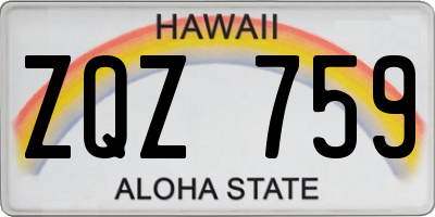 HI license plate ZQZ759