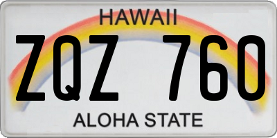 HI license plate ZQZ760