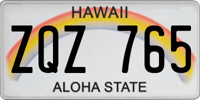 HI license plate ZQZ765