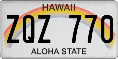 HI license plate ZQZ770