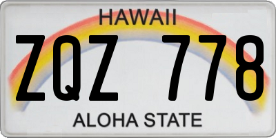 HI license plate ZQZ778