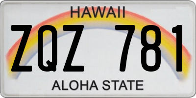HI license plate ZQZ781