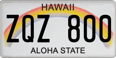 HI license plate ZQZ800