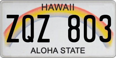HI license plate ZQZ803