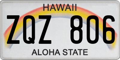 HI license plate ZQZ806