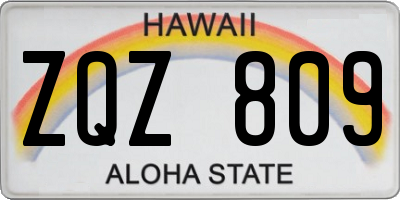 HI license plate ZQZ809