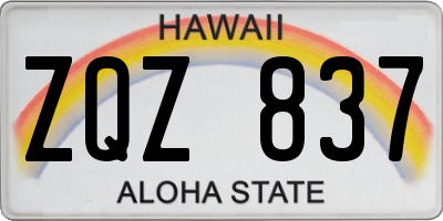 HI license plate ZQZ837