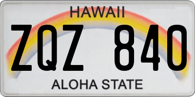 HI license plate ZQZ840
