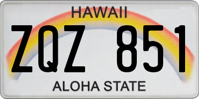 HI license plate ZQZ851