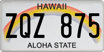 HI license plate ZQZ875