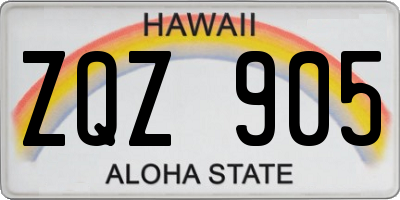 HI license plate ZQZ905