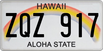 HI license plate ZQZ917