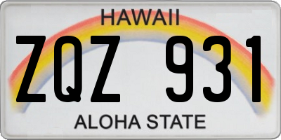HI license plate ZQZ931