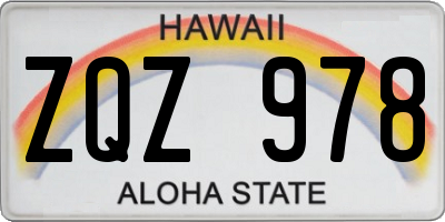 HI license plate ZQZ978