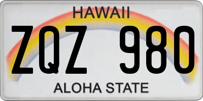 HI license plate ZQZ980