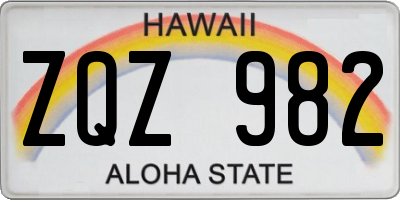 HI license plate ZQZ982