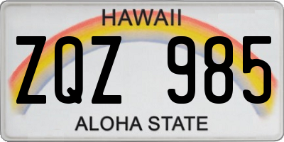 HI license plate ZQZ985