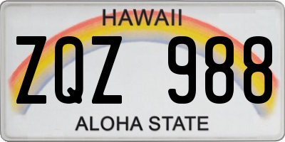 HI license plate ZQZ988