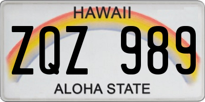 HI license plate ZQZ989