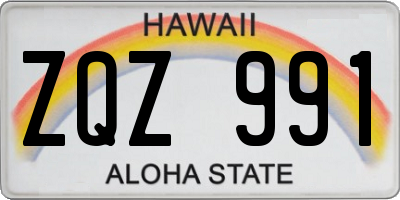 HI license plate ZQZ991