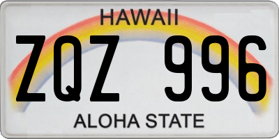 HI license plate ZQZ996