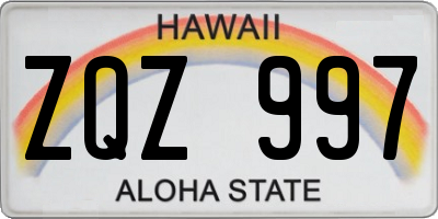 HI license plate ZQZ997