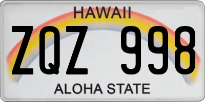 HI license plate ZQZ998
