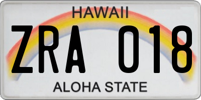 HI license plate ZRA018