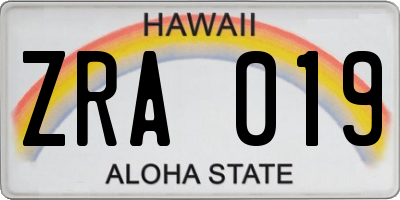 HI license plate ZRA019