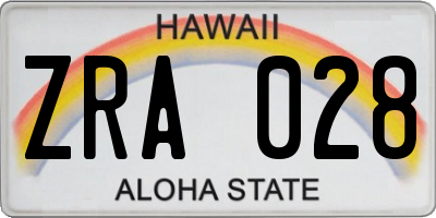 HI license plate ZRA028