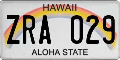 HI license plate ZRA029