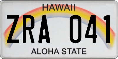 HI license plate ZRA041