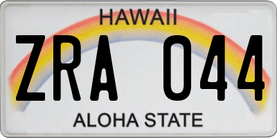 HI license plate ZRA044