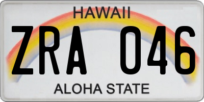HI license plate ZRA046