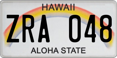 HI license plate ZRA048