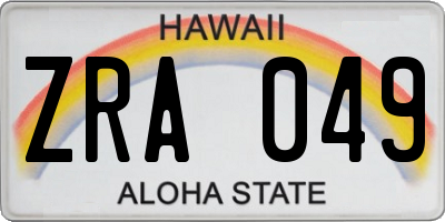 HI license plate ZRA049