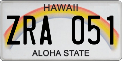 HI license plate ZRA051
