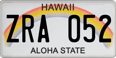 HI license plate ZRA052