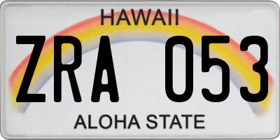 HI license plate ZRA053