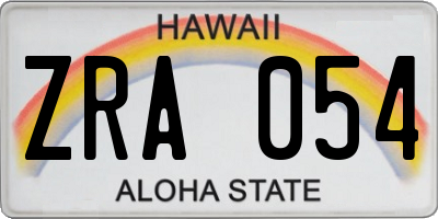 HI license plate ZRA054