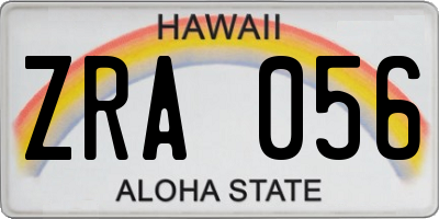 HI license plate ZRA056