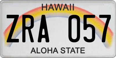 HI license plate ZRA057