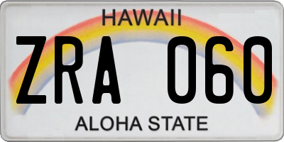 HI license plate ZRA060